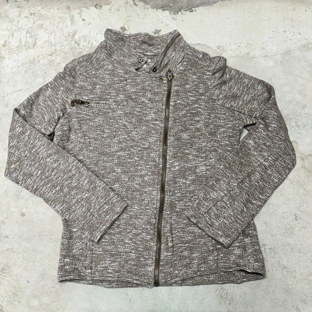 Ruff‎ Hewn Womens Brown Moto Jacket Zip Up Cotton Blend Size M Casual Biker